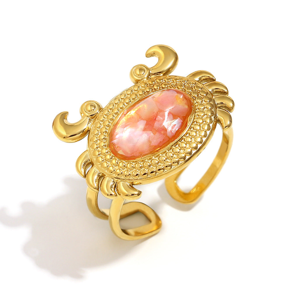 Wholesale Stainless steel 18K gold plated cross-line open ring